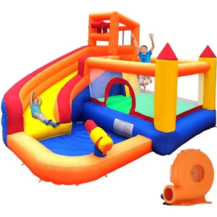 Ballsea Große Hüpfburg mit Gebläse, Trocken-/Wasserrutsche, geeignet für Kinder von 3 bis 10 Jahren, Children's Bouncy Castle for Indoor or Outdoor use 320 x 280 x 232 cm – Bild 2