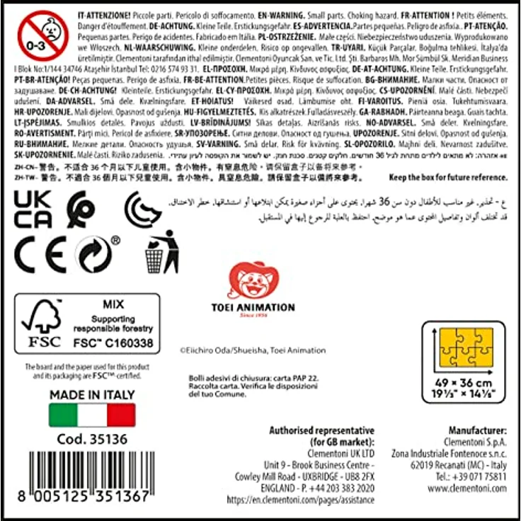 Clementoni One Piece Puzzle 500 Teile - Legespiel für Manga & Anime Fans - Umweltfreundlich aus Italien - 49 x 36 cm, 35136 – Bild 3