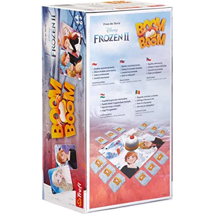 Trefl Boom Boom Lodu, Dynamisches Familienspiel mit Klangspiel und Charakteren aus Die Eiskönigin 2, für 2-4 Spieler, ab 6 Jahren, 56 Karten, inklusive Glocke und Farbbrett – Bild 2