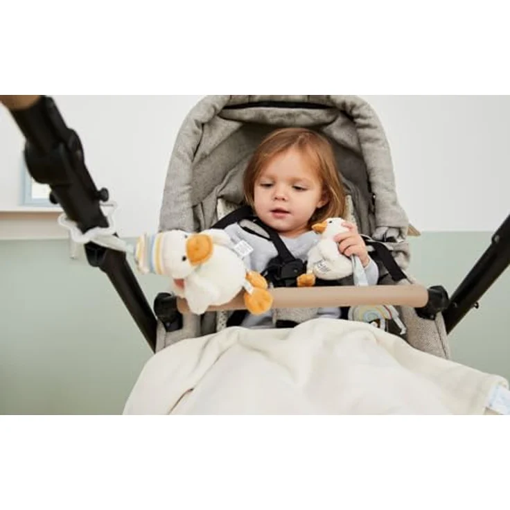 Sterntaler® Kinderwagenkette Edda, Ente aus weichem Flausch mit Spiegelfolie und elastischem Band zur Anbringung – Bild 6