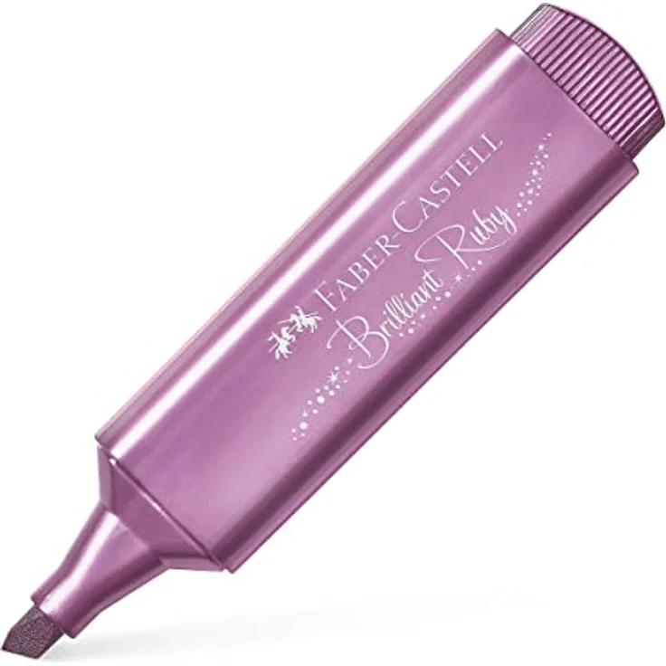 Faber-Castell TL 46 Textmarker, rot, mit schimmernden Metallic Effekten, 3 Strichstärken (1, 2, 5 mm), langlebige Keilspitze, Tinte auf Wasserbasis – Bild 1