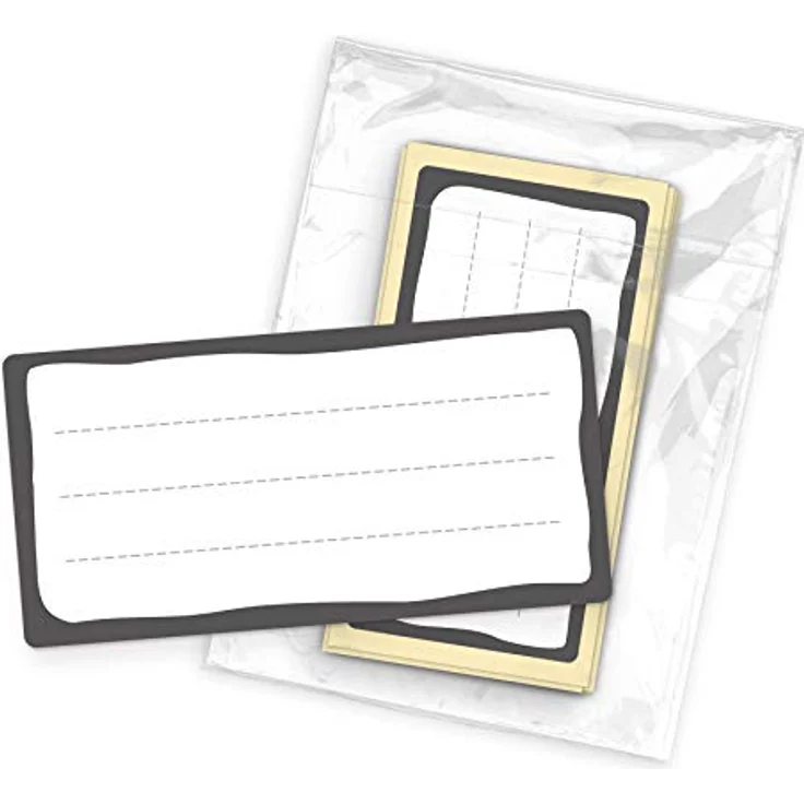 itenga 10x Buchetiketten, selbstklebende Schulheft Etiketten in Grau-Weiß, beschreibbar, 9x4,5 cm – Bild 1