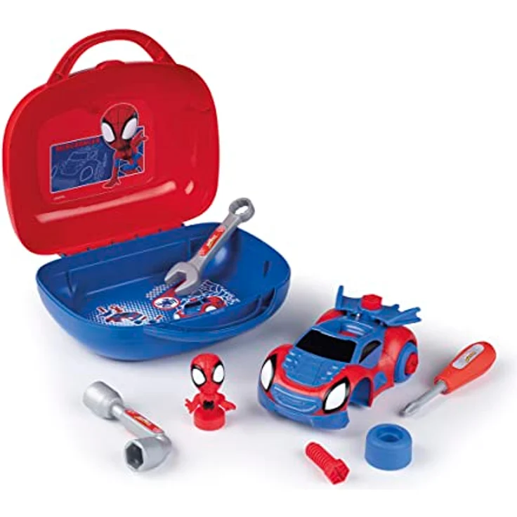 Smoby Spidey Werkzeugkoffer Auto Set, Spielzeug-Auto mit Montagesatz und Werkzeug für Kinder ab 3 Jahren, 1 Stück – Bild 1