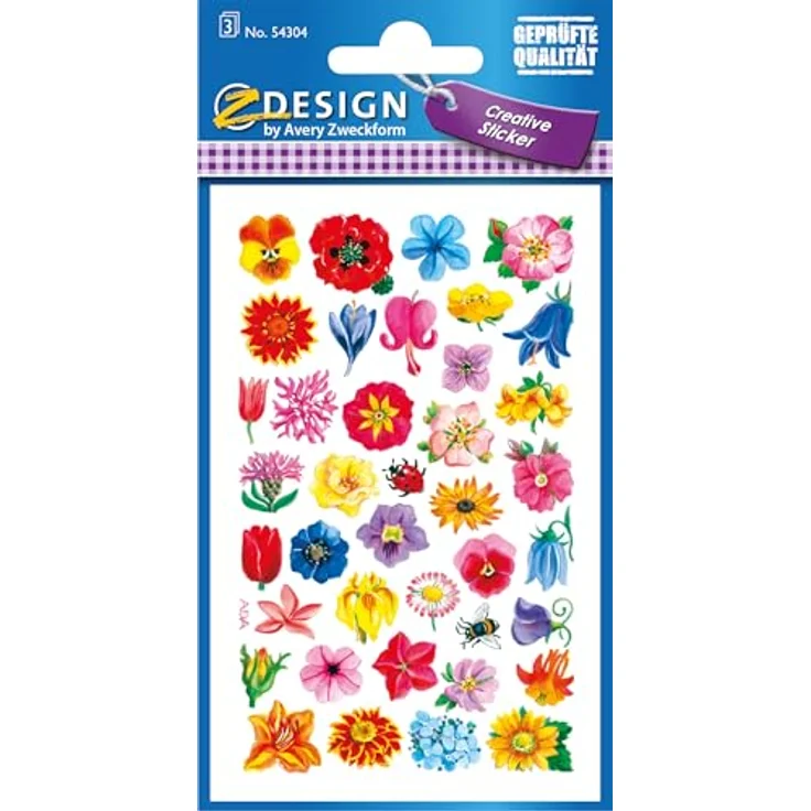 AVERY Zweckform Aufkleber 54304 Blumen, 114 selbstklebende Etiketten, mehrfarbig – Bild 1