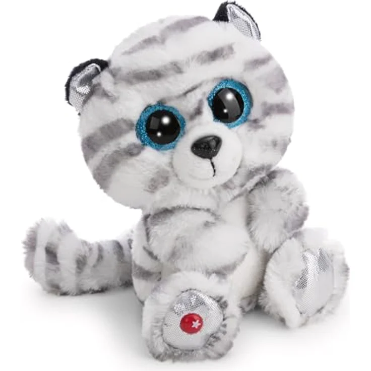 NICI Kuscheltier GLUBSCHIS Tiger Albella 15cm, weiß-grau getigert, superweiches Plüsch mit Glitzeraugen, ideales Geschenk für Kinder und Erwachsene – Bild 1
