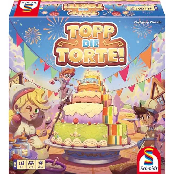 Schmidt Spiele Topp die Torte, Kinderspiel, Mehrfarbig, Eingängiges Spielprinzip, ungewöhnlicher Spielmechanismus, ab 6 Jahren