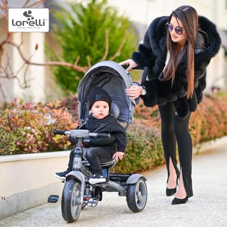 Lorelli Dreirad Tricycle Neo 4 in 1, EVA-Reifen, Schiebestange, Sitz drehbar, verstellbar – Bild 8
