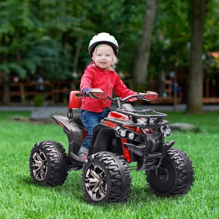 HOMCOM Elektro-Kinderquad, Kinder Elektrofahrzeug mit MP3 und USB, Belastbarkeit 30 kg, Rot – Bild 2
