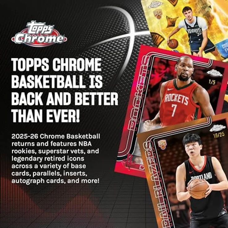 Topps 2025-26 Chrome Basketball Value Box, Sammelkarten-Set mit Refractors, Parallels und Rookies – Bild 3