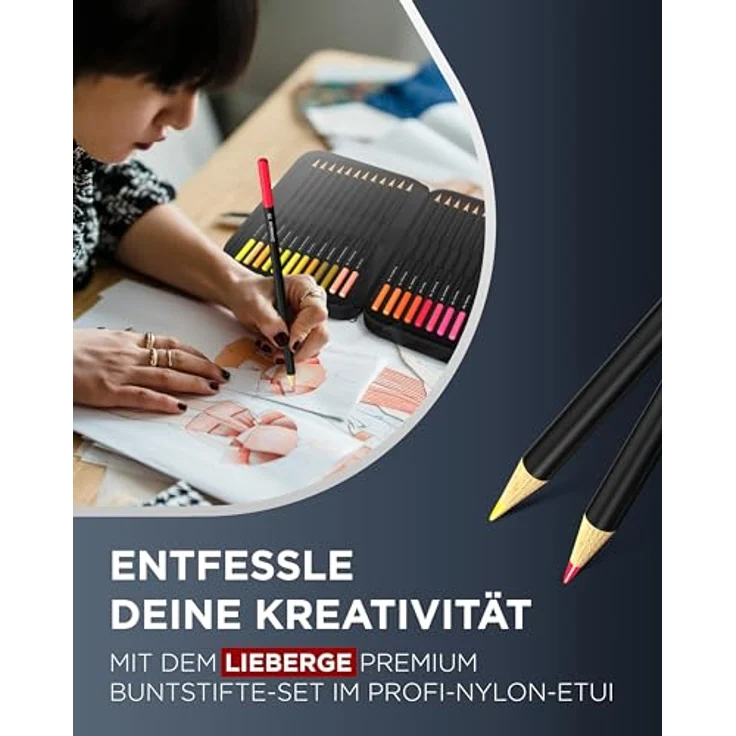 LIEBERGE Buntstifte Set 72 Farben, Hochpigmentierte Profi-Nylon-Etui mit bruchsicheren Minen – Bild 2