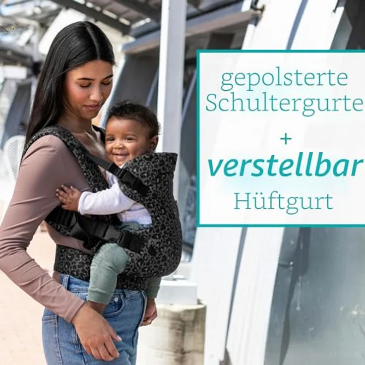 Infantino BKids Babytrage Flip Advanced - Leopard Black Print, 4-in-1 Bauchtrage Rückentrage für Babys von 3,6 - 14,5 kg, ergonomisch und pflegeleicht – Bild 5
