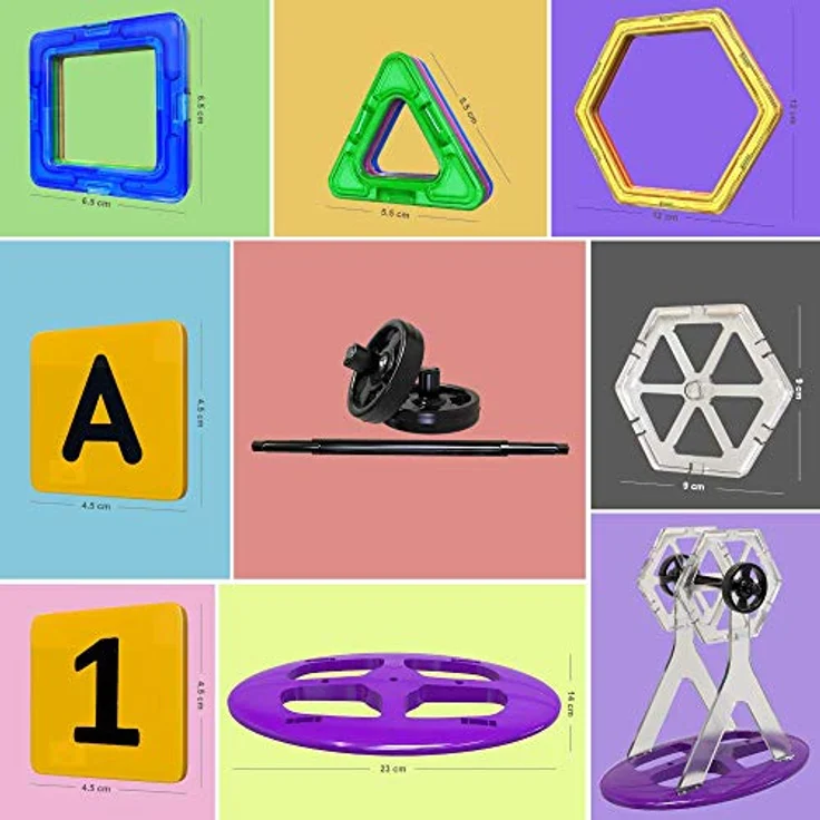 Desire Deluxe Magnetische Bausteine 94PC Konstruktion Bauen Blöcke Set Montessori Spielzeug Teilen für Kinder ab 2 3 4 5 6 7 8 Alter Jahren, Lernspielzeug für Mädchen Jungen Pädagogisches Geschenk – Bild 5