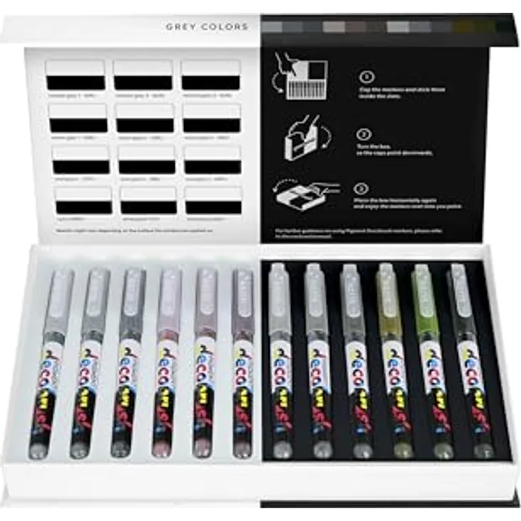 Karin KARIN PIGMENT Decobrush Grey Colors Collection, Deckende Wasserfarben Brushmarker mit flexibler Spitze, lichtecht und permanent