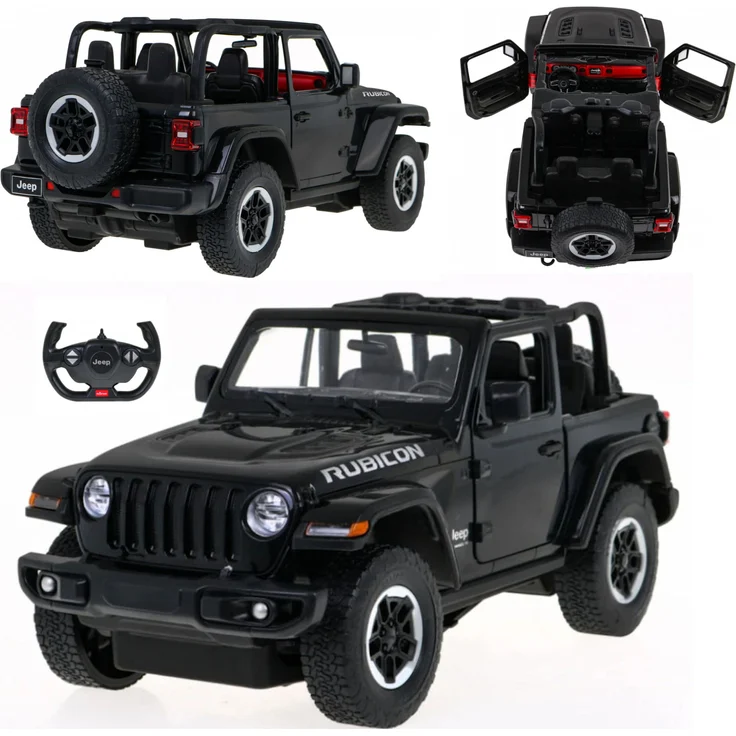 COIL RC Jeep Wrangler JL, Geländewagen 1:14, 2,4 GHz, Ferngesteuert mit LED und Gummirädern, Schwarz