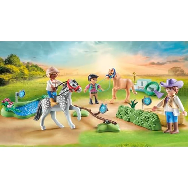 PLAYMOBIL 71495 Ponyturnier Spielset, mehrfarbig, mit Turnierplatz und verschiedenen Hindernissen aus recycelten Materialien – Bild 3