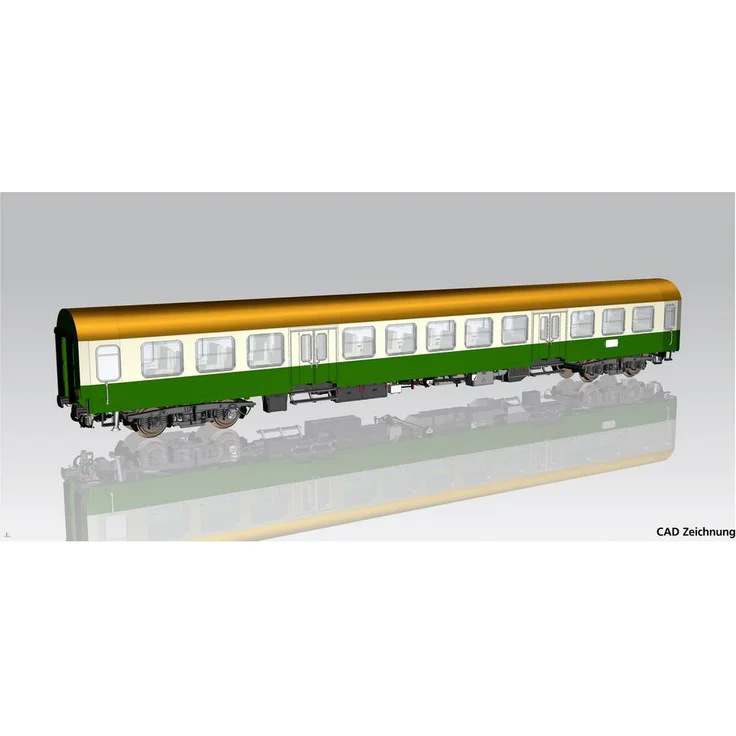 Piko H0 28004 Halberstädter Mitteleinstiegswagen, beige-grün, 2.Kl. der DR, Maßstab 1:87, mit detaillierter Einrichtung und vorbereiteter Innenbeleuchtung