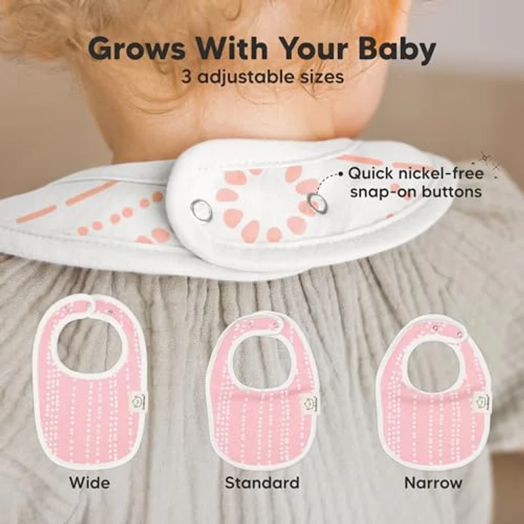 KeaBabies 8-Pack Bio Lätzchen Baby für Jungen und Mädchen, weiche Baumwolle, saugfähig, leicht zu reinigen, verstellbare Druckknöpfe, 0-24 Monate (Sweet Charm) – Bild 4