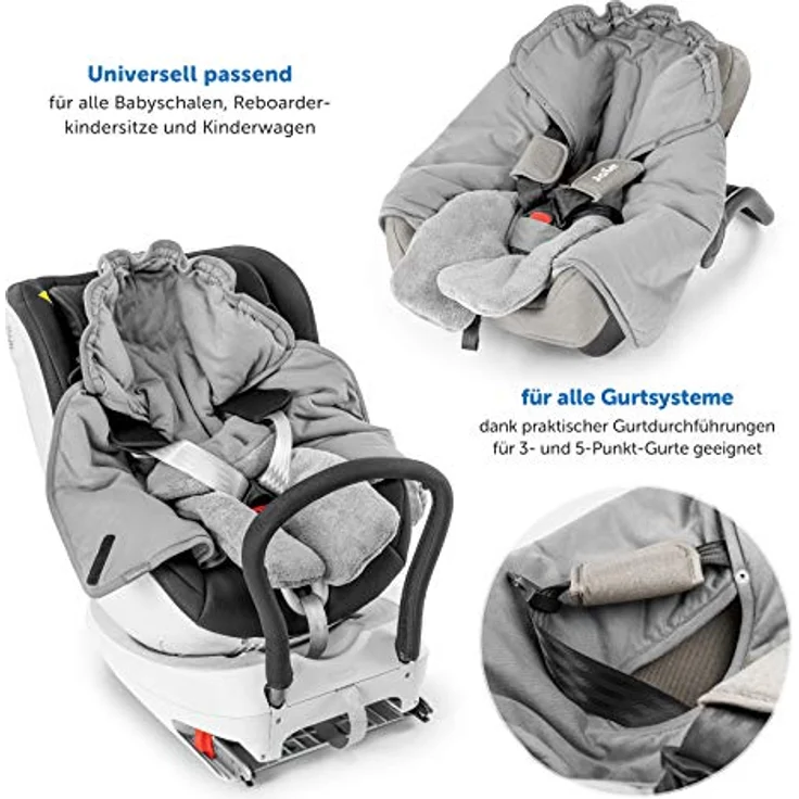Zamboo Baby Einschlagdecke mit Füßen - Sommer - leichte Decke für Babyschalen/Autositze (passend für Maxi-Cosi, Cybex, Römer) und Kinderwagen, mit Kapuze und Tasche - Grau – Bild 5
