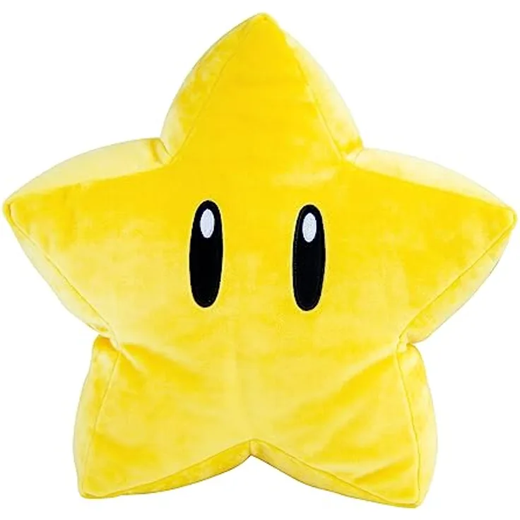 Tomy Super Mario Mocchi-Mocchi Plüschfigur Mega - Super Stern, 30 cm, super weich und knautsches Material