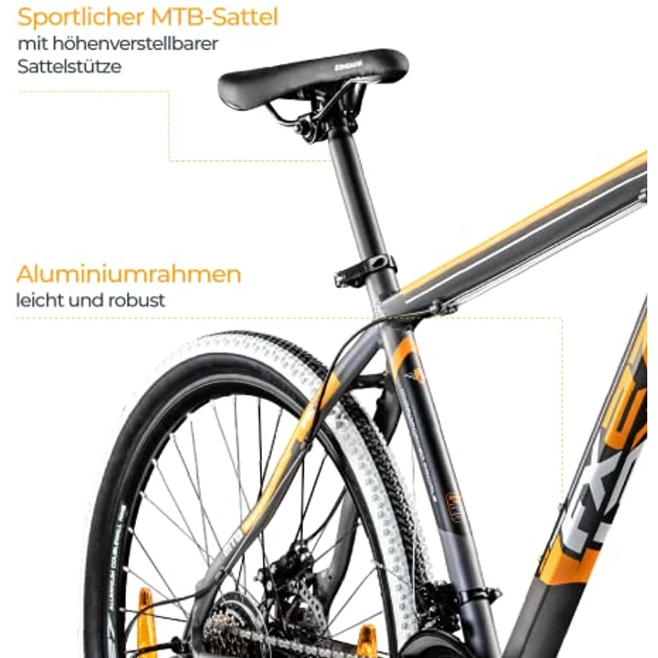 ZÜNDAPP FX27 Mountainbike 27,5 Zoll Fahrrad Mountain Bike Hardtail mit Shimano Schaltung MTB Fahrrad Herren Damen mit MTB Rahmen und Federgabel 21 Gänge 650B (grau/orange, 48 cm) – Bild 5