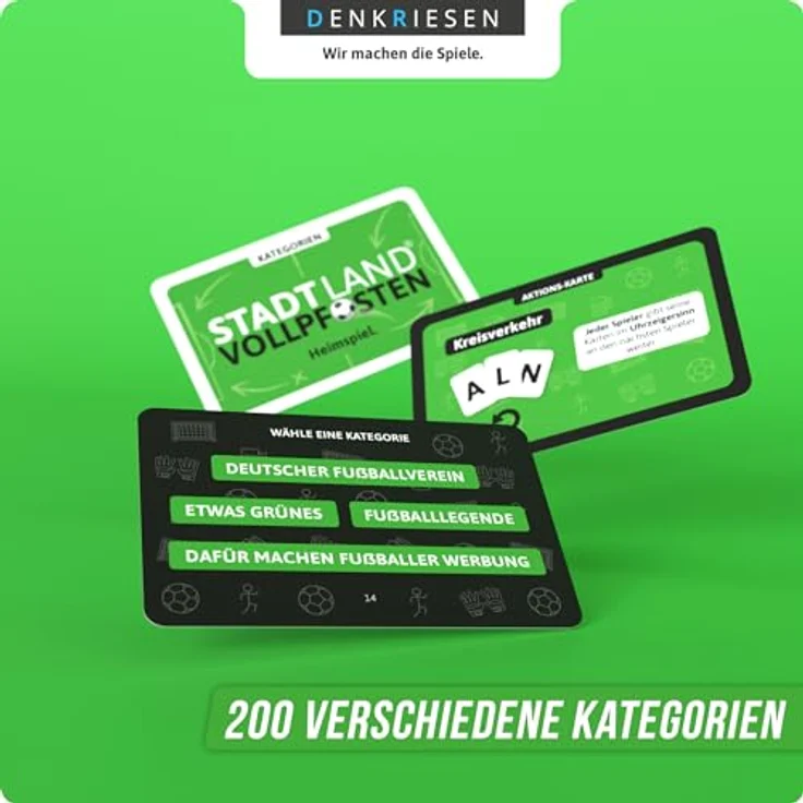 DENKRIESEN Stadt Land Vollpfosten® Das Kartenspiel – Fußball Edition | 200 Kategorien, 120 Spielkarten | Ab 8 Jahren | 3-6 Spieler | Familienspiel – Bild 4
