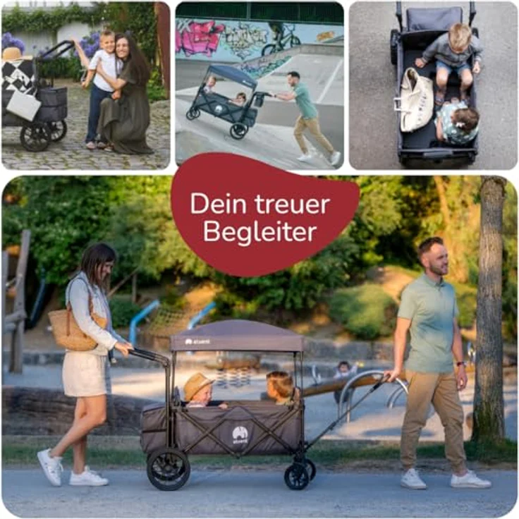 elvent FamilyStar 2 Kinderwagen 2-Sitzer – leicht, faltbar, bis 80 kg, Sonnendach, Sitzpolster, 5-Punkte-Gurt, Fußbremse – Bild 6