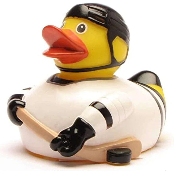 Duckshop Badeente - personalisierbar Eishockey Ente mit eigenem Wunschtext, 8 cm aus Vinyl – Bild 3
