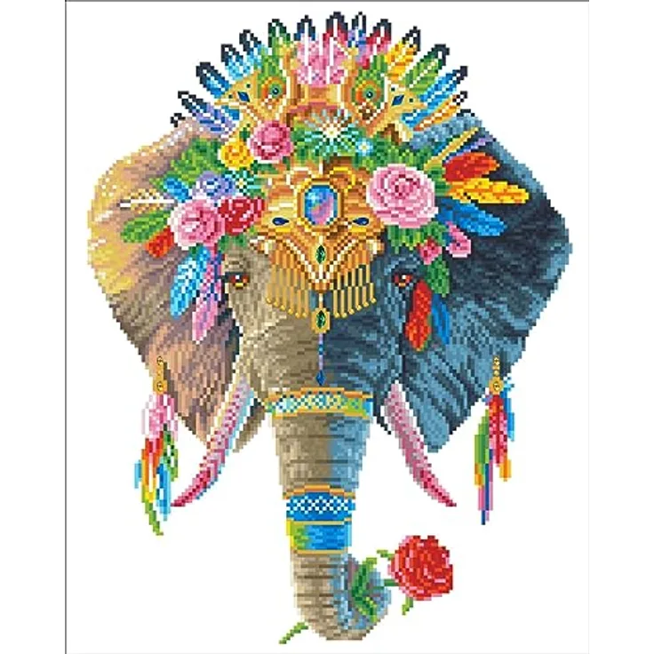 DIAMOND DOTZ DD11.002 - Original 5D Diamond Painting Set Boho Elefant, Kreativset mit 13.596 Diamant Mosaiksteinen, Malset ca. 41x51 cm, DIY Komplettset für Erwachsene und Kinder ab 8 Jahren