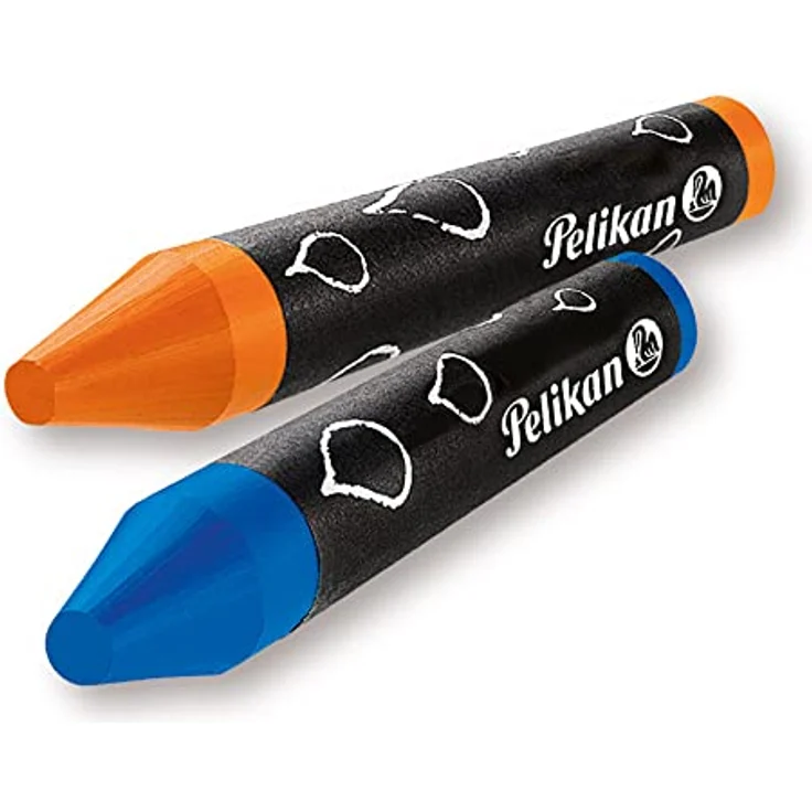 Pelikan Wachsmalstifte wasservermalbar Kunststoff-Etui blau mit 8 dicken runden Stiften und Schaber – Bild 4
