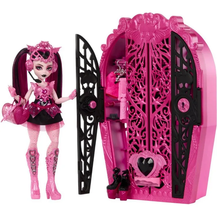Mattel® Anziehpuppe Monster High Skulltimate Secrets Mysteries Draculaura Doll, Geheime Schranksets mit über 19 Überraschungen