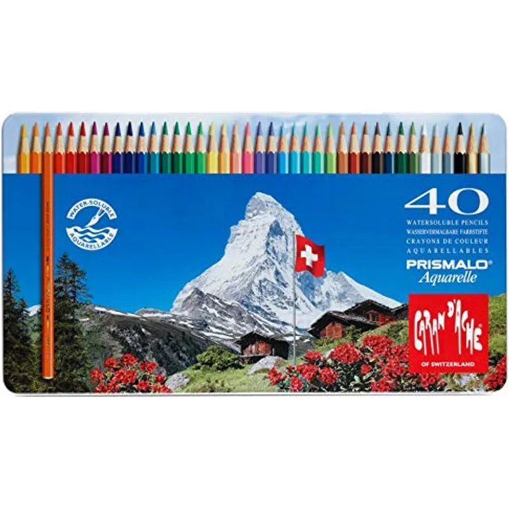 Caran d'Ache 999340 - PRISMALO Aquarelle Buntstifte in Metallbox - 40 Stück