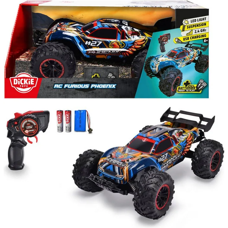 Dickie Toys RC-Monstertruck Furious Phoenix, RTR, 40 cm, mit Licht, blau