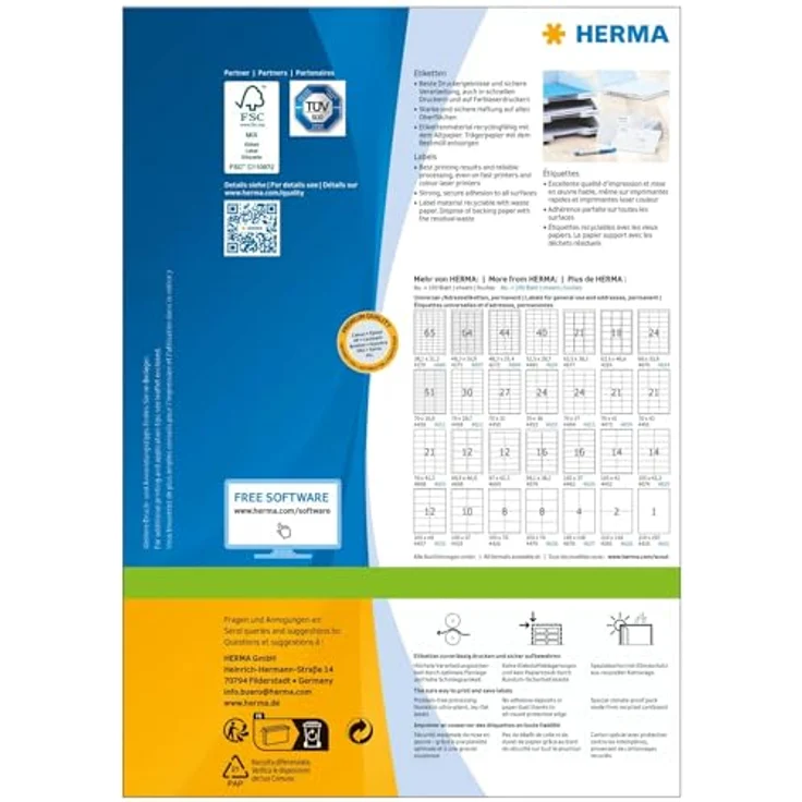 HERMA Etiketten 4475 weiß 105,0 x 41,0 mm - Randlos, selbstklebend, permanent haftend – Bild 3