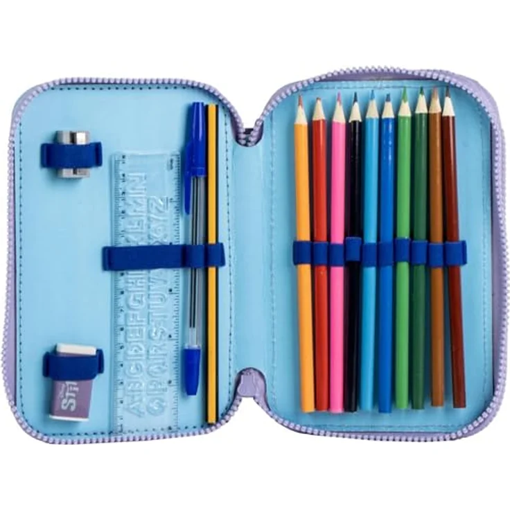 Lilo & Stitch Federmäppchen gefüllt – 24-tlg. Schuletui mit Buntstiften, Filzstiften, Bleistiften und Zubehör für Kinder, farbenfrohes Design – Bild 3