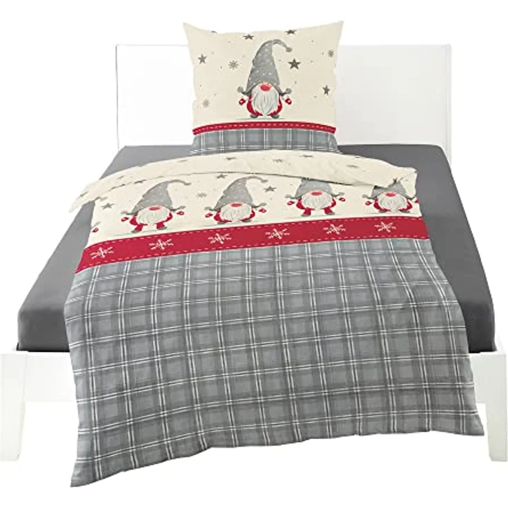 Bierbaum Bettwäsche 3743, Feinbiber, 100% Baumwolle, Designed in Germany, grau 10, 135 x 200 + 80 x 80 cm, Bunt – Bild 1
