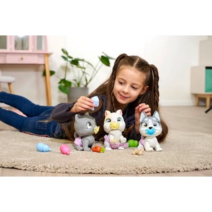 Simba Toys Pamper Petz Husky, interaktives Kuscheltier mit Trink- und Nässfunktion, 15 cm, inkl. Überraschungen und Adoptionsurkunde – Bild 9