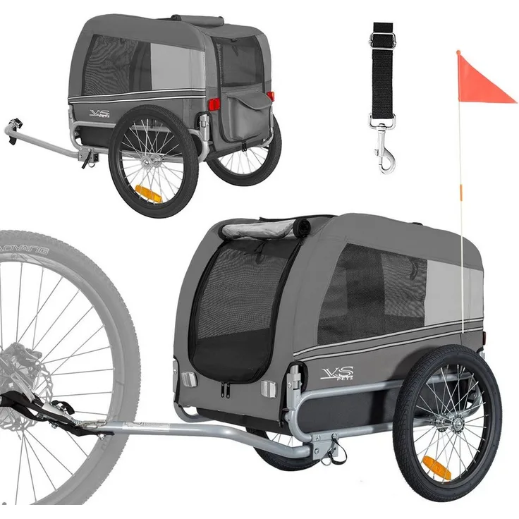 TIGGO Fahrradhundeanhänger Tiggo VS Pets M Hundeanhänger Fahrradanhänger Hundefahrradanhänger, Stabile Konstruktion aus pulverbeschichtetem Stahl, wasserdichtes Polyester 600d, Reflektoren für Sicherheit, 30 kg Zuladung, StVZO zugelassen, blau