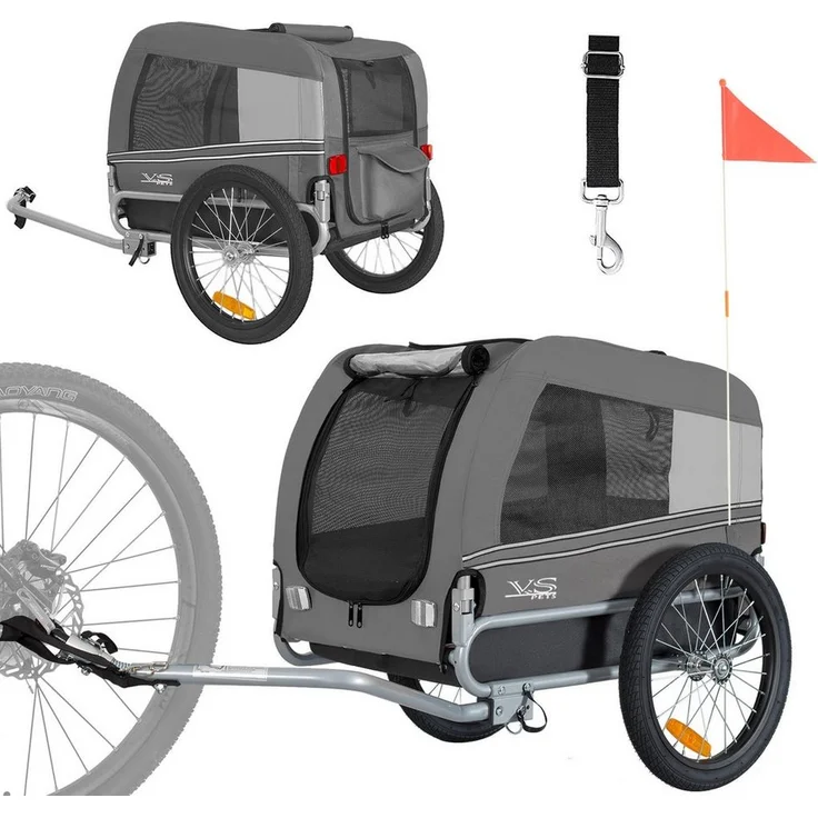TIGGO Fahrradhundeanhänger Tiggo VS Pets M Hundeanhänger Fahrradanhänger Hundefahrradanhänger, Stabile Konstruktion aus pulverbeschichtetem Stahl, wasserdichtes Polyester 600d, Reflektoren für Sicherheit, 30 kg Zuladung, StVZO zugelassen, blau – Bild 1