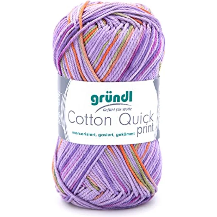 Gründl Cotton Quick print Garn, Baumwolle, Lila-Grün-Orange Multicolor, Ca. 125 m, 5 - Preisvergleich – Bild 1