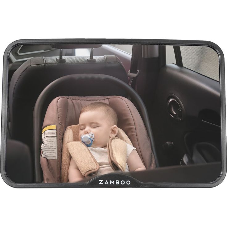 Zamboo Auto-Rücksitzspiegel für Babyschalen & Reboarder, bruchsicherer Weitwinkelspiegel, schwarz