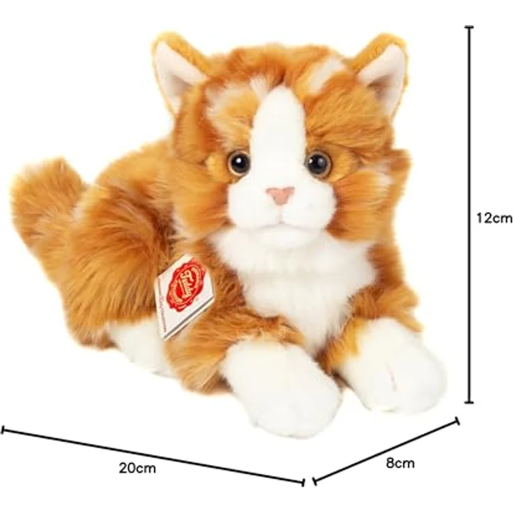 Teddy Hermann Katze liegend, rot getigert, 20 cm – Bild 6