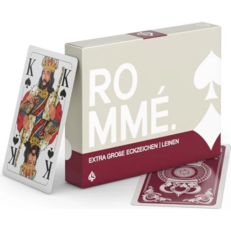 TS Spielkarten Romme Kartenspiel mit extra großen Eckzeichen, Original Leinen, französisches Bild für Senioren, 2 x 52 Karten + 2 Joker + Ersatzkarte – Bild 1