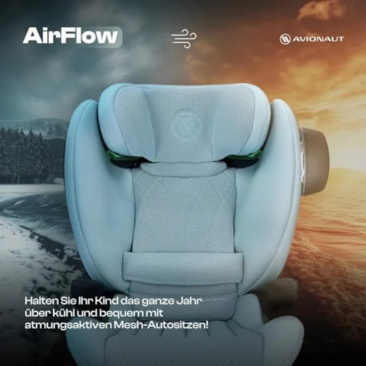 Avionaut MaxSpace AirFlow, Kindersitz 100-150 cm mit innovative Mesh-Material für Komfort und Sicherheit, schwarz – Bild 5