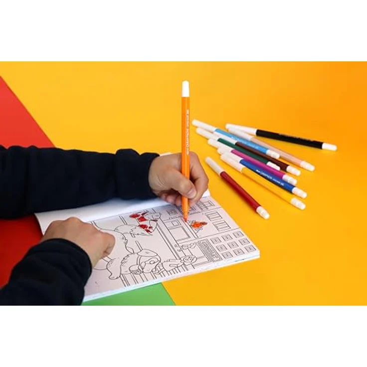 Caran d'Ache Swisscolor Travel Kit, Set mit Metallkoffer, 12 Farbstiften, 10 Pastellkreiden, Aquarellpinsel und 12 Ausmal-Postkarten – Bild 8