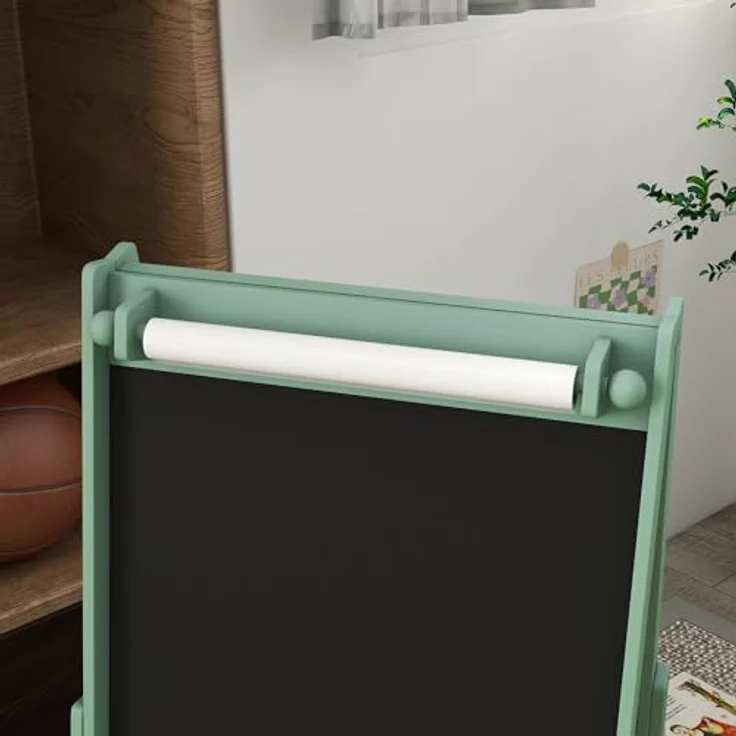 AIYAPLAY 3 in 1 Kinder Staffelei, Doppelseitig mit Tafel und Whiteboard, Grün, 54 x 46,5 x 93 cm, inkl. Aufbewahrungskörben für Kunstutensilien – Bild 6