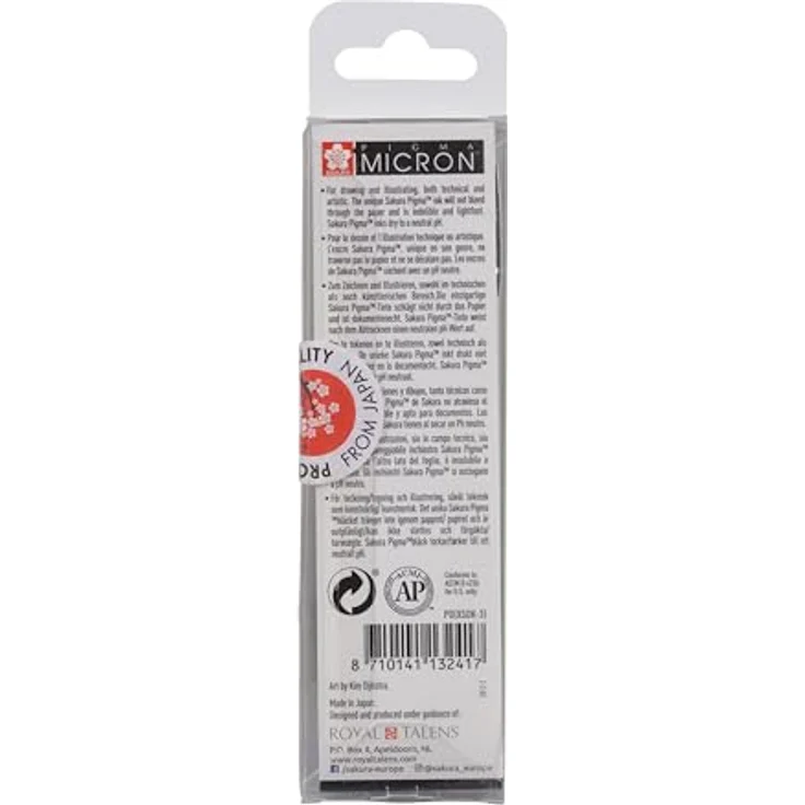 Sakura Pigma Micron Fineliner-Set schwarz, 3 St, Wischfest, dokumentenecht, 0,3 + 0,4 + 0,5 mm Strichstärke – Bild 2