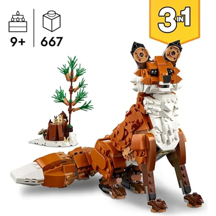 LEGO Creator Waldtiere: Rotfuchs, Eule und Eichhörnchen Spielzeug, 3-in-1 Set für kreative Kinder ab 9 Jahren – Bild 3