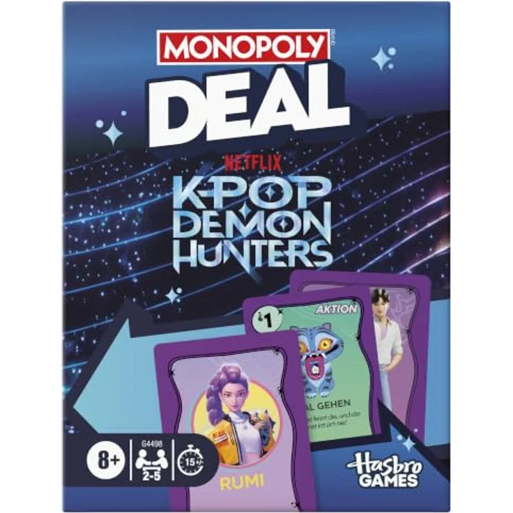Monopoly KPop Demon Hunters Kartenspiel, für 2-5 Spieler, 15 Min. Spielzeit, ab 8 Jahren - Deutsche Version – Bild 1