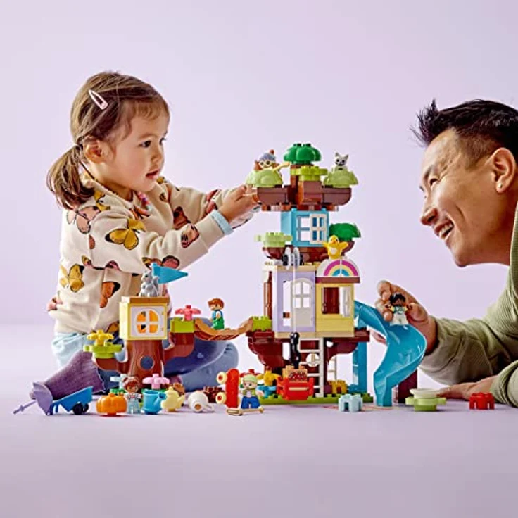 LEGO 10993 DUPLO 3-in-1 Baumhaus Spielzeug für Kleinkinder ab 3 Jahren, Mädchen und Jungen mit 4 Figuren, Tieren, Konstruktionsspielzeug mit Bausteinen und Einer Rutsche, Lernspielzeug – Bild 5