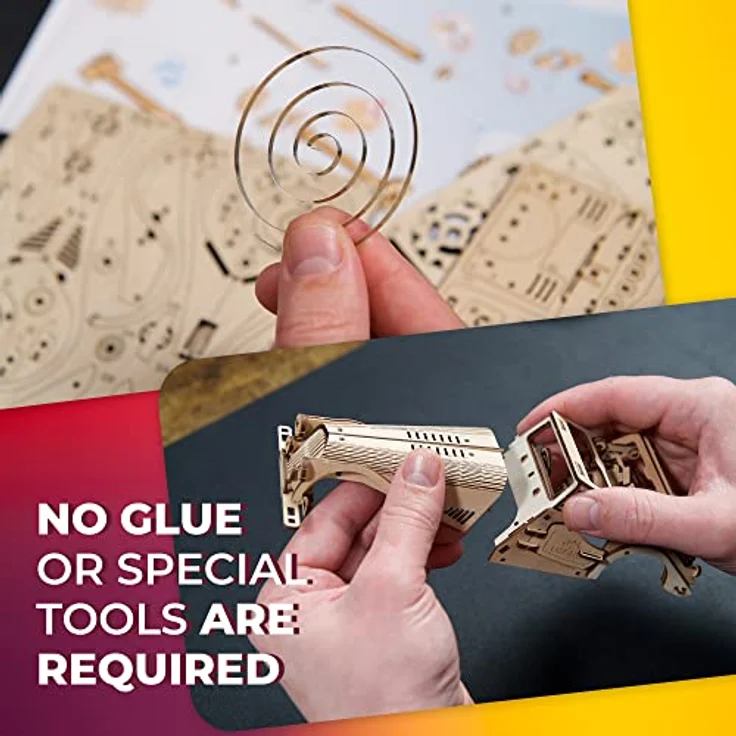 UGEARS Sports Car Rapid Mouse, 3D Holzpuzzle Bausatz für Erwachsene mit 222 Teilen, mechanisches Modellauto mit Rückzugsmotor und klappbarem Dach – Bild 5